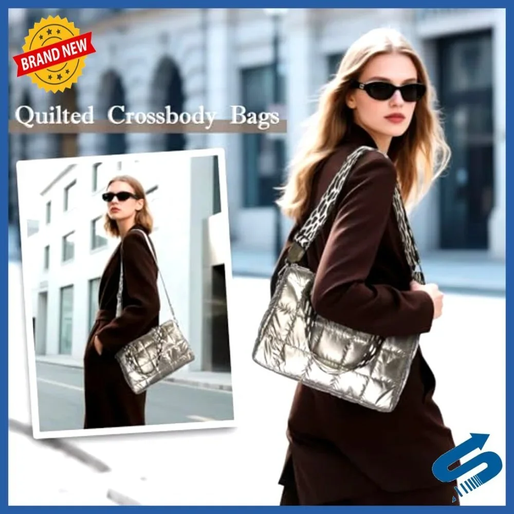 Quilted Crossbody Tote Puffer Shoulder Bag Lightweight Women's Daily Use